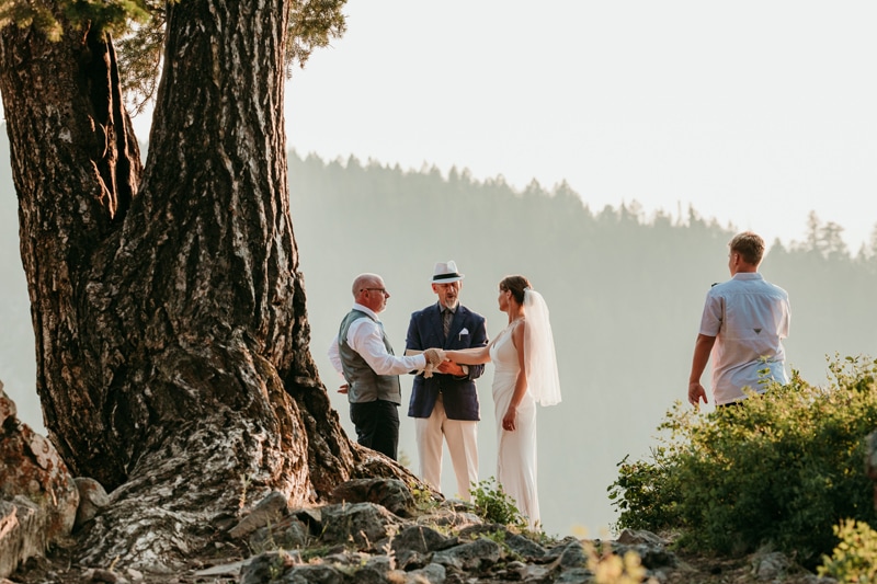 Wedding Photography, a small wedding ceremony outdoors on the mountainside